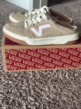 Vans Pop Pink Mule Sneaker with Beige Upper